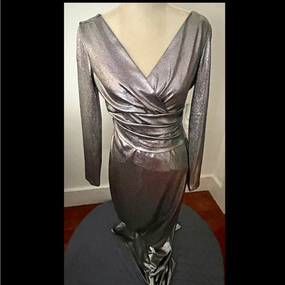 Eliza J  Metallic Maxi Dress with Sleeves